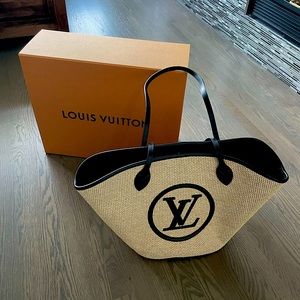 Authentic Louis Vuitton SAINT JACQUES M59808 tote. The raffia beach bag.